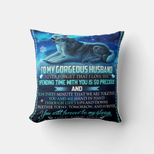 Coussin Cadeau de loup à mon mari, cadeau d'anniversaire d