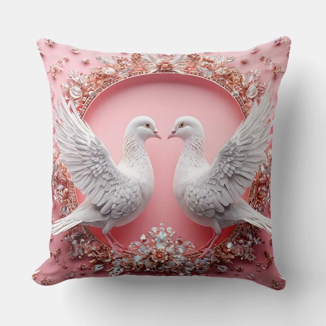 Coussin Cadeau de mariage Colombes de mariage (Recto)