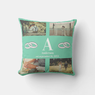 Coussin Cadeau de mariage de famille de monogramme de phot