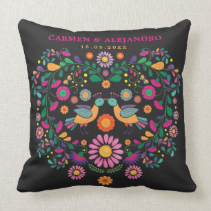 Coussin Cadeau de mariage mexicain de motif de fleur de