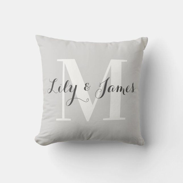 Coussin Cadeau de mariage personnalisé avec monogramme bla (Recto)