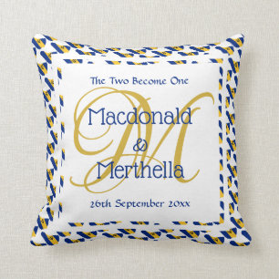 Coussin Cadeau de mariage personnalisé avec monogramme fai