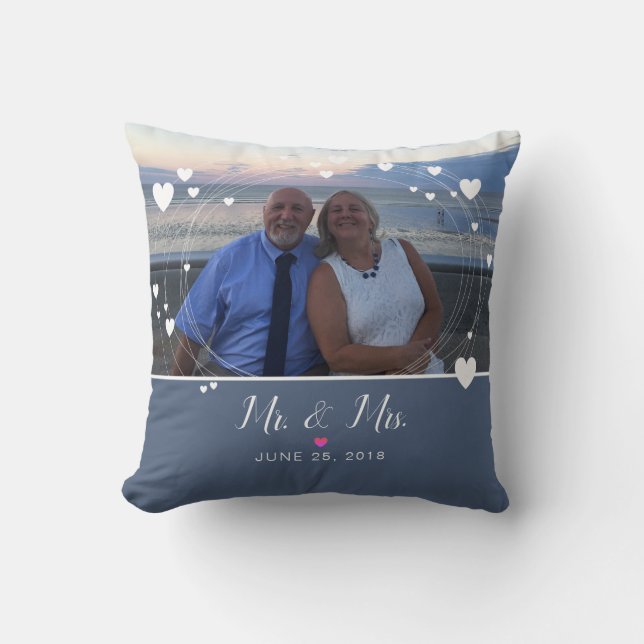 Coussin Cadeau de mariage photo souvenir M. et Mme (Recto)