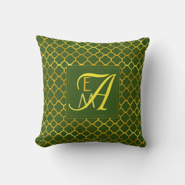 Coussin Cadeau de mariage pour jeunes mariés Monogramme Qu (Recto)
