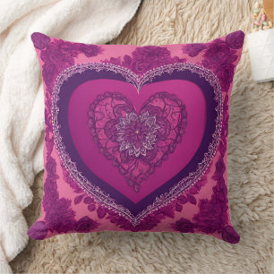 Coussin Cadeau de mariage rose magenta et violet
