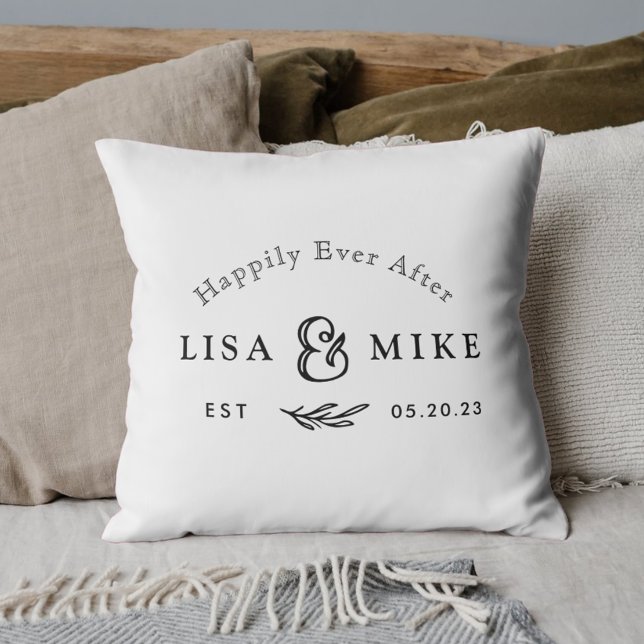 Coussin Cadeau de mariage Rustique Moderne Heureux Pour To (Créateur téléchargé)
