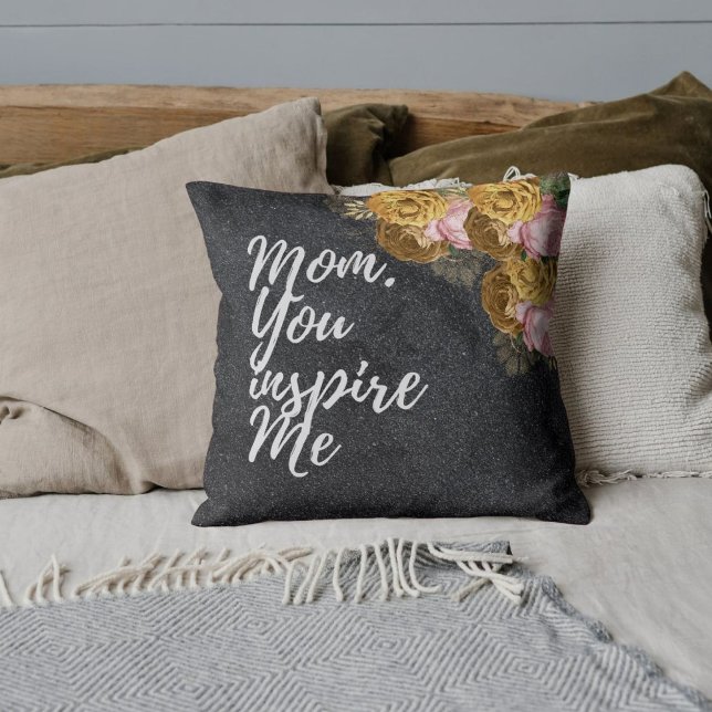 Coussin Cadeau De Mères Florales Avec Photo Personnalisée (Créateur téléchargé)