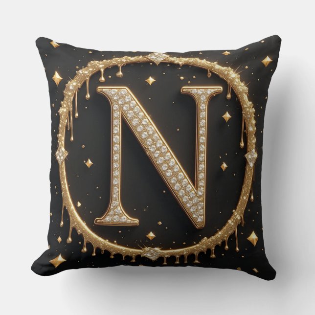 Coussin Cadeau de monogramme initial personnel lettre N di (Recto)