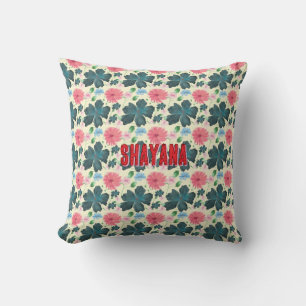 Coussin Cadeau de motif floral à l'aquarelle personnalisé