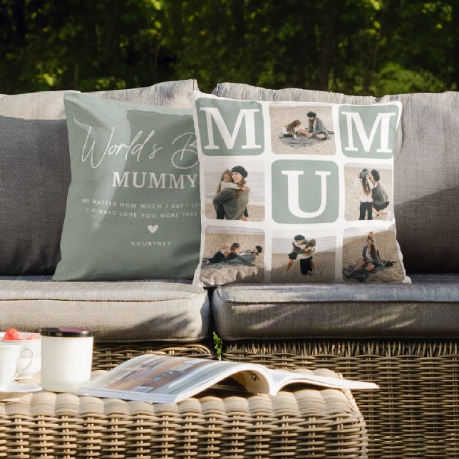 Coussin Cadeau de MUM moderne à grille multi-photo  (Créateur téléchargé)