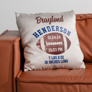 Coussin Cadeau de naissance Football Statistiques de naiss
