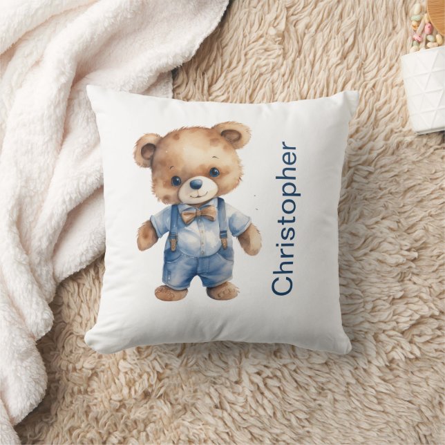 Coussin Cadeau de naissance pour bébé garçon Ours en peluc (Couverture)