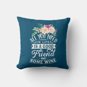 Coussin Cadeau de Noël   Bon ami et un peu de vin