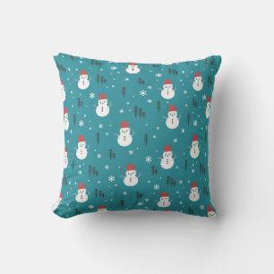Coussin cadeau de noël bonhomme de neige d'hiver