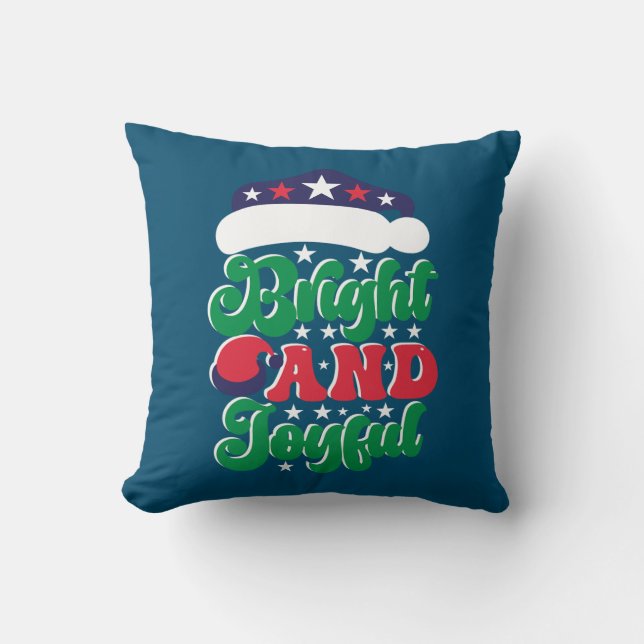 Coussin Cadeau de Noël brillant et joyeux (Recto)
