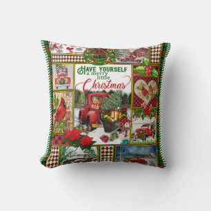 Coussin Cadeau de Noël Camion Rouge Voiture Couverture de 