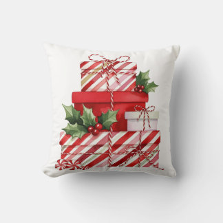 Coussin Cadeau de Noël Empilement Rayures de Canne à Sucre