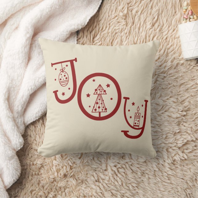 Coussin Cadeau de Noël graphique de joie fantaisiste minim (Couverture)