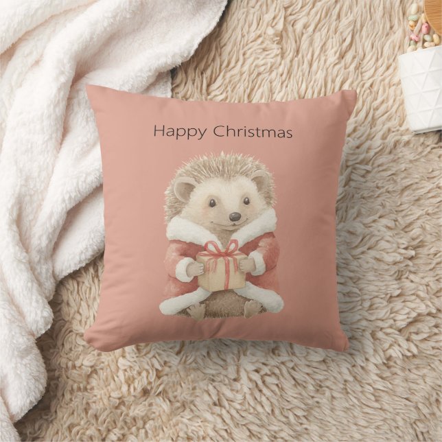 Coussin Cadeau de Noël Hérisson Mignon (Couverture)