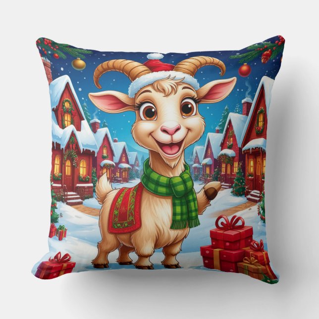 Coussin ❄️ Cadeau de Noël pour amateur de chèvre Année de  (Recto)