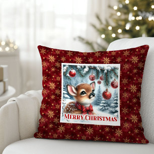 Coussin Cadeau de Noël pour enfants Cerf bébé de luxe Forê