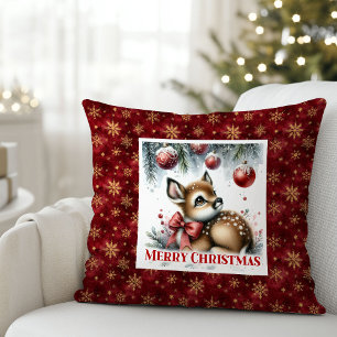 Coussin Cadeau de Noël pour enfants Cerf bébé mignon Forêt