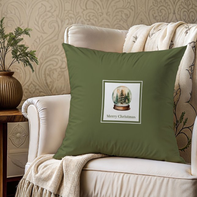 Coussin Cadeau de Noël simple nom de famille neutre et ter (Simple earthy neutral family name Christmas gift pillow

)