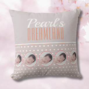 Coussin Cadeau de nurserie à pois gris pastel