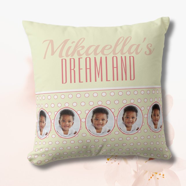 Coussin Cadeau de nurserie à pois jaune doux (Créateur téléchargé)