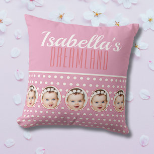 Coussin Cadeau de nurserie à pois roses