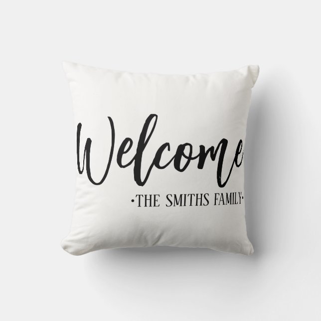 Coussin Cadeau de pendaison de crémaillère / Nom de famill (Recto)