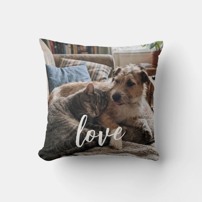 Coussin Cadeau de photo d'amour mignon (Recto)