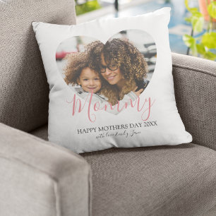 Coussin Cadeau de photo de coeur pour la fête des mères