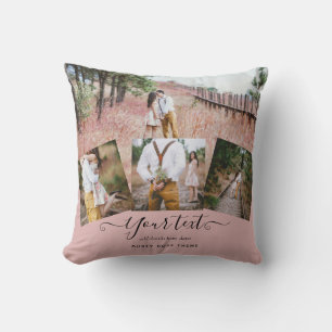 Coussin Cadeau de photo de mariage rose poudré des jeunes 