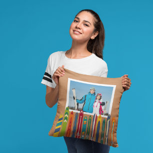 Coussin Cadeau de photo de skis vintage
