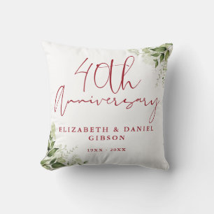 Coussin Cadeau de photo florale de verdure pour 40e annive