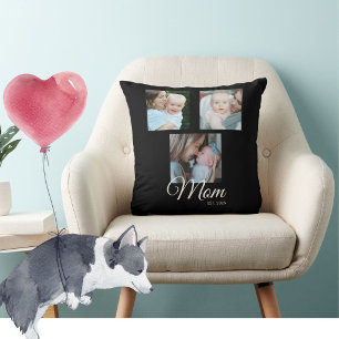 Coussin Cadeau de photo noir 3 Script établi par maman
