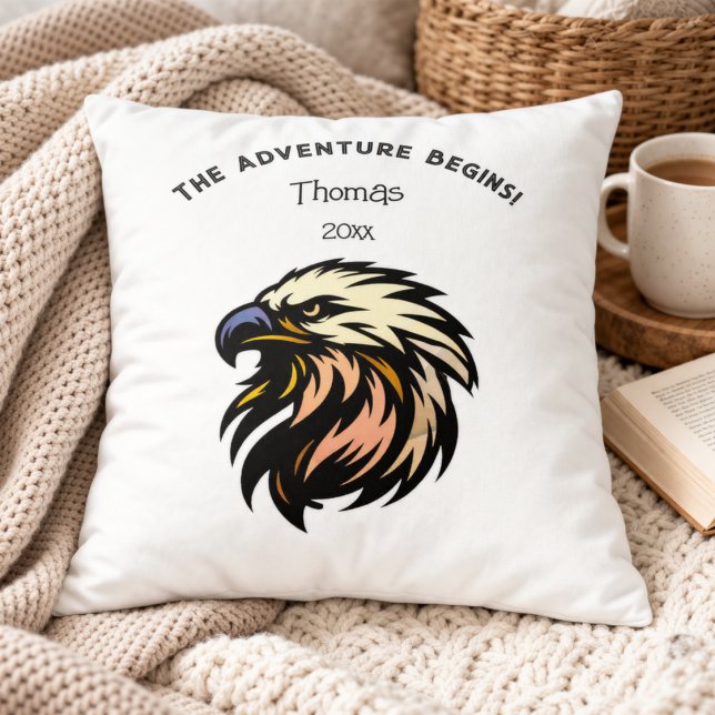 Coussin Cadeau de retraite Aigle Masculin Aventure (Créateur téléchargé)
