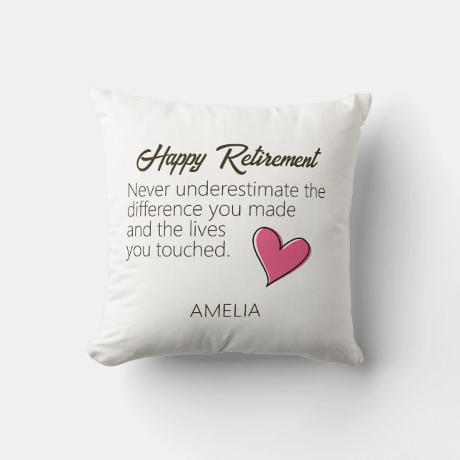 Coussin Cadeau de retraite personnalisé avec nom (Recto)