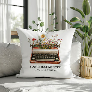 Coussin Cadeau de Saint-Valentin pour Machine à Écrire Fle