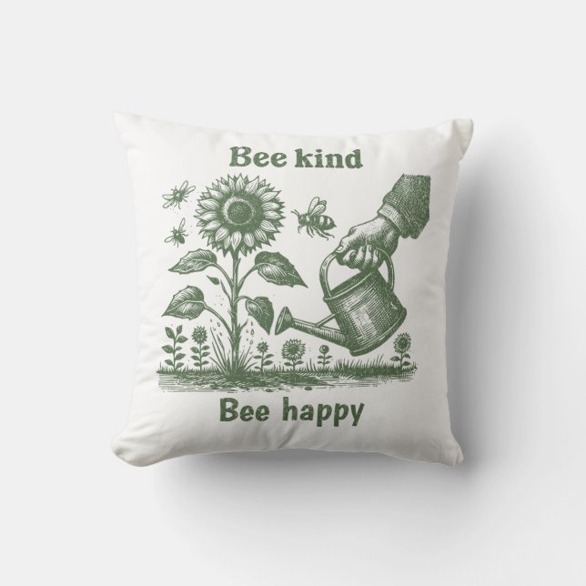 Coussin Cadeau de soignant de tournesol heureux abeille ge (Recto)