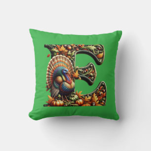 Coussin Cadeau de Thanksgiving avec la lettre E