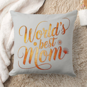 Coussin Cadeau de typographie florale élégante pour la mei