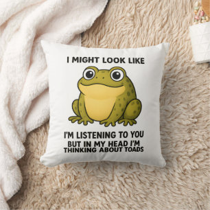 Coussin Cadeau d'humour TDAH Crapaud Grenouille Mignon Sur