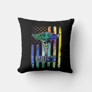 Coussin Cadeau d'infirmière Drapeau américain d'infirmière