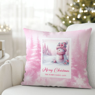 Coussin Cadeau d'oreiller Scène hivernale de bonhomme de n