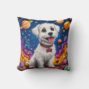 Coussin Cadeau drôle de chiot astronaute pour les amoureux