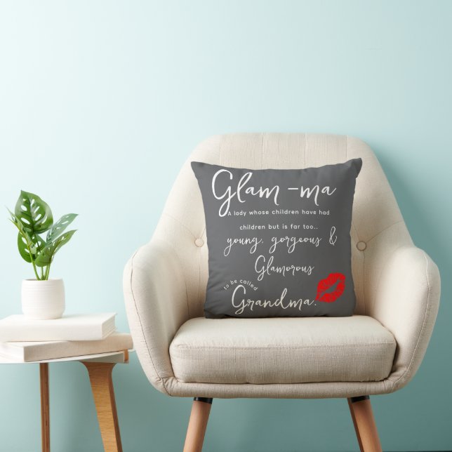 Coussin Cadeau drôle de Glam-ma pour une grand-mère élégan (Chaise)