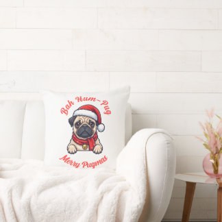 Coussin Cadeau drôle de Noël Pug grincheux Joyeux pour ama