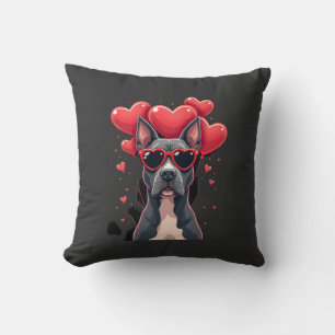 Coussin Cadeau drôle de Saint-Valentin Pitbull Heart pour